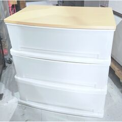 ニトリ 3段衣装ケース ワイドチェスト 木天板 ウッドトップチェスト 幅60cm 奥行き40cm 高さ63.5cm の画像