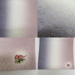 袋帯 洒落袋帯 正絹 唐草花文様 パステル系 ぼかし 薄紫色ｘ白色ｘピンク色 金糸 全通柄 フォーマル 礼装 長さ440cm【中古】 【キモノオフ野々市若松店】の画像