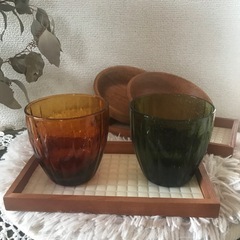 未使用品✨スタジオクリップ購入のグラス＆木製ボウル＆カフェトレーペアセット（╹◡╹）♡の画像