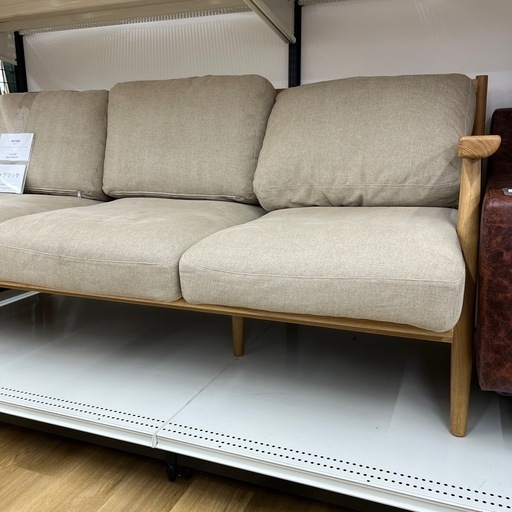 無印良品 3人掛けソファー ファブリック ライトブラウン 家具 ソファー　