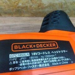 ブラック＆デッカー GTC1850LN 18V コードレスヘッジトリマー【船橋馬込店】【店頭取引限定】【中古】管理番号：IT3RQBSYGQYOの画像