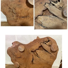 ☆天然木 切り株 ローテーブル 座卓 小物入れ 蓋つき 灰皿付き 亀☆の画像