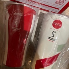 未使用 コカ・コーラ アルミタンブラー２個セット　非売品　サッカーワールドカップの画像