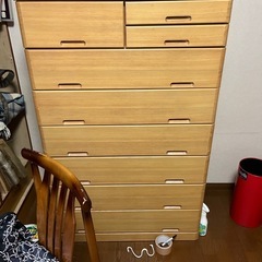 【無料／横浜市】木製チェスト（ハイタイプ引き出しタンス）お譲りします（2階からの運び出しあり／運搬お任せ）の画像