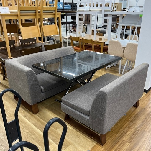 リビングダイニングセット グレー×ブラック  家具 ダイニングテーブル