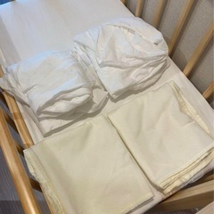 【値下げ】リリト 大和屋 ミニベビーベッド　ベビーガード、マットレス、シーツ等込みの画像