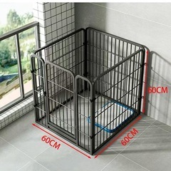 未使用品　ペットサークル 室内 犬 ゲージ 小型犬 ペットゲージ 中型犬 ペットサークル 室内 犬 サークル ペットフェンス ペットケージ 犬 ゲージ 小型犬および中型犬用 スチール製 室内外兼用 DIY 接続式 簡単組み立て 工具不要 犬 黒 60cm*60cm*60cmの画像