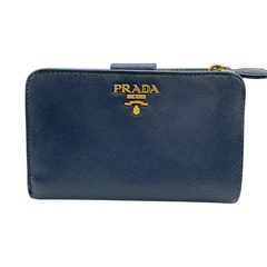 プラダ PRADA 二つ折り財布 コンパクトウォレット サフィアーノ 1ML225 ブルーの画像