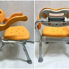 極美品 パナソニック 介護用 シャワーチェア VAL410801 折り畳み式 オレンジ 高さ調節可能 介護用品 の画像