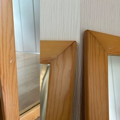 木目調姿見　ミラーの画像