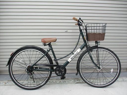 E491★限定特価★ 中古自転車 ルノー【26インチ　黒　軽快車　6段　LEDオートライト 】