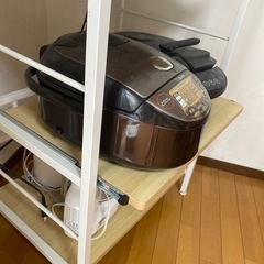 ホワイト 3段レンジ台 キッチン収納の画像