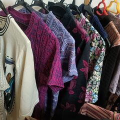 20点 まとめ売り ラビットファー コート含むレディース服 セーター カーディガン カットソー Mサイズの画像