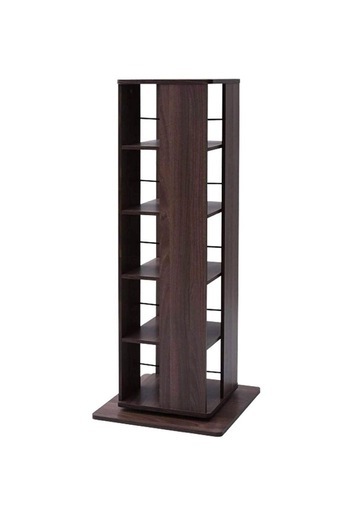 新品　天板に傷あり　山善(YAMAZEN) 回転本棚 幅45&times;奥行45&times;高さ115.5cm 5段 壁付け・角置き可 コンパクト 大容量 組立品 ウォルナット DSRR-5(WL)