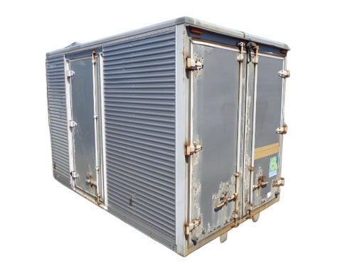 トラックコンテナ 箱 3150x1850x2050 横扉付 ジャンク品 アルミバン 冷凍冷蔵 保冷 倉庫 物置 ガレージ コンテナハウス 愛媛より