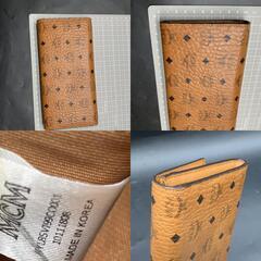 N347 MCM エムシーエム モノグラム ロングウォレット ヴィセトス オリジナル スナップ式　長財布 コーテッドキャンバス×レザー コニャック×ブラック×ゴールド　の画像