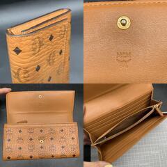 N347 MCM エムシーエム モノグラム ロングウォレット ヴィセトス オリジナル スナップ式　長財布 コーテッドキャンバス×レザー コニャック×ブラック×ゴールド　の画像