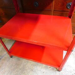 【JM770】オーヨド スチールラック レッド 3段 棚3枚の画像