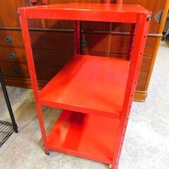 【JM770】オーヨド スチールラック レッド 3段 棚3枚の画像