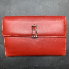 L360　COACH コーチ レザー 二つ折り 財布 ウォレット 札入れ 小銭入れ レディース レッド　赤系の画像