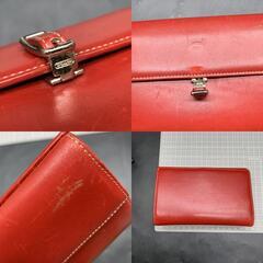 L360　COACH コーチ レザー 二つ折り 財布 ウォレット 札入れ 小銭入れ レディース レッド　赤系の画像