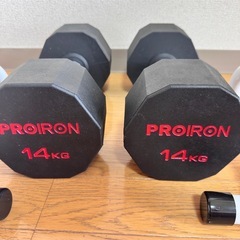 【美品・早い者勝ち】PROIRON 14kgダンベル×2本＋プッシュアップバー セットの画像