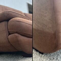関家具 RELAX FORM 3人掛けソファ スエード風 レザー調 ブラウン　/DJ-1279の画像