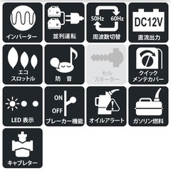 HONDA インバータ発電機 軽量 発電機 ボータブル　EU9i ガソリン 野外 農業 キャンプ 洗車 非常用 オイルセンサー　インバーター 100V 12V対応 4スト　正弦波 宮崎　簡易始動動画ありの画像