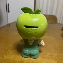 昭和レトロ　ヴィンテージ　内藤ルネ　さんの　青りんごちゃん　貯金箱　陶器　の画像
