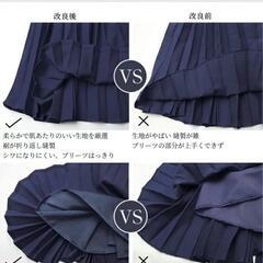 ワンピース　紺　ネイビー　XL 大きめ　ロングワンピース　プリーツ　長袖　卒業式の画像