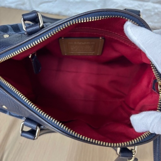 COACH コーチ 2way ミニボストンバッグ ショルダーバッグ デニム地 シグネチャー ハンドバッグ
