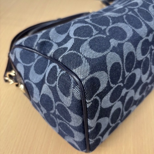 COACH コーチ 2way ミニボストンバッグ ショルダーバッグ デニム地 シグネチャー ハンドバッグ