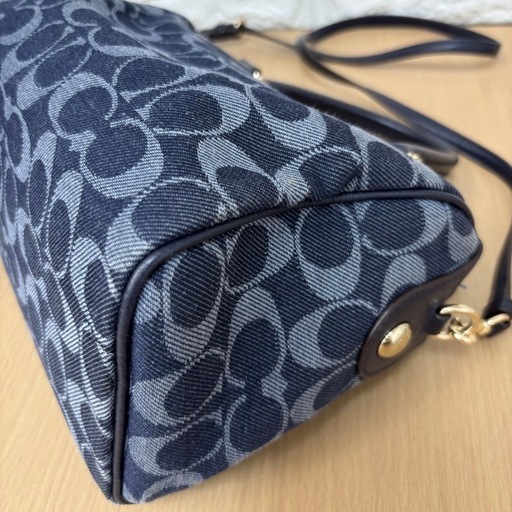 COACH コーチ 2way ミニボストンバッグ ショルダーバッグ デニム地 シグネチャー ハンドバッグ