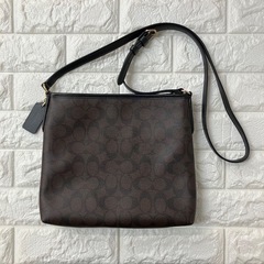 美品　COACH コーチ ショルダーバッグ シグネチャー レザー　ブラウン 茶　レディースの画像