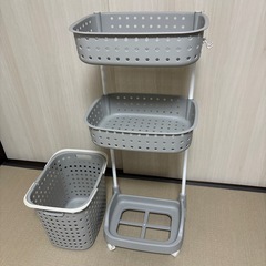 【新品・未使用】3段　ランドリーバスケットの画像