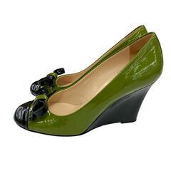 199990 Kate Spade ケイトスペード パンプス 23.5 グリーン/ブラック [0000000000268]の画像