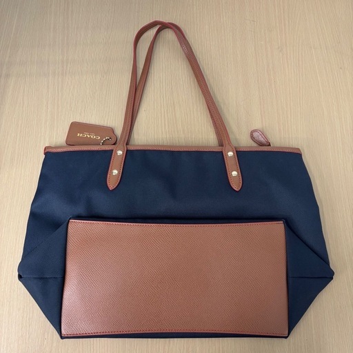 COACH コーチ トートバッグ デニム調 ネイビー A4サイズ