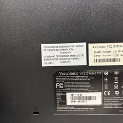 ViewSonic VX2253MH-LED 22インチ フルHDモニター HDMI×2 動作確認済みの画像
