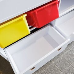 【美品】LOWYA  絵本ラック 幅108cm おもちゃお片付け ホワイト 絵本棚の画像