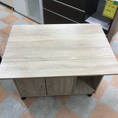 【ジャングルジャングル石川金沢店】  折りたたみﾃｰﾌﾞﾙ付き 棚 木目調 W90×D65×H73 クリーニング済み												の画像