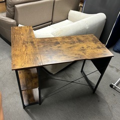 デスク　本棚収納付き 机　木目　美品の画像