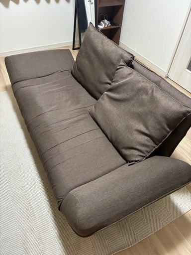 ブラウン モダンソファ 2人掛け