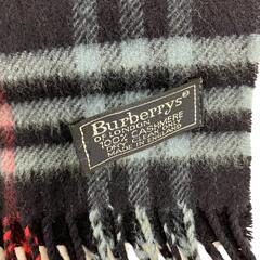 180059 Burberrys バーバリーズ マフラー ネイビー チェック柄 カシミヤ [0000000000317]の画像