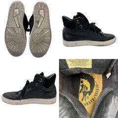 186000 現状品 DIESEL ディーゼル DIESEL ハイカット　スニーカー 25.5 ブラック レディース [0000000000342]の画像