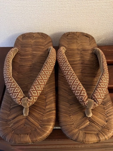 花柄鼻緒 藁製草履 27cm