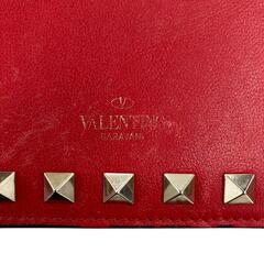 186005 Valentino ヴァレンチノ 二つ折り財布 スタッズ ピラミッド ZW2P0P39BOL  レッド レザー [0000000000345]の画像