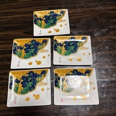 天王窯 尾形光琳 燕子花図柄 銘々皿5枚の画像