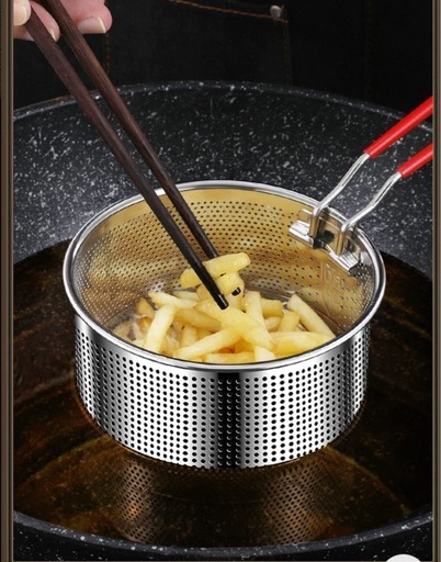ポテトフライヤー網かご 揚げ物バスケット直径14cm (zz) 黄檗の