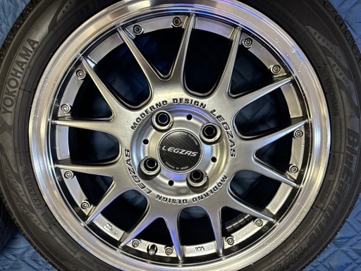 
LEGZAS 15インチホイールと深溝2023年50週の165 55 15YOKOHAMA Blue earthの4本セット　軽自動