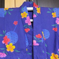 注染浴衣★注染★団扇に撫子★size１３０~１５０の画像